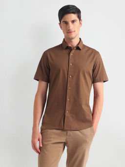 Arrow Sports - Brown Super Slim Dobby Shirt