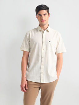 Arrow Sports - Off White Pure Cotton Seersucker Shirt