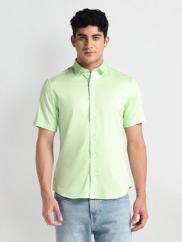 Arrow Sports - Green Short Sleeve Super Slim Shirt