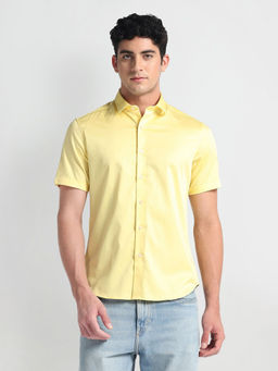 Arrow Sports - Yellow Short Sleeve Super Slim Shirt