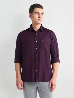 Arrow Sports - Purple Manhattan Slim Fit Solid Shirt