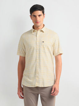 Arrow Sports - Yellow Tartan Check Liberty Classic Fit Shirt