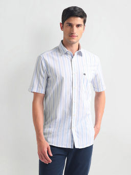 Arrow Sports - Blue Pure Cotton Stripe Shirt