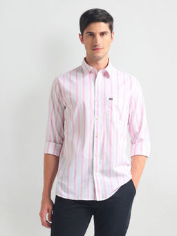 Arrow Sports - Pink Manhattan Slim Fit Cotton Shirt