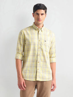 Arrow Sports - Yellow Manhattan Slim Tartan Shirt