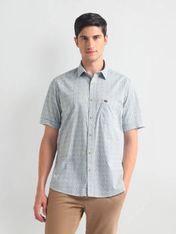 Arrow Sports - White Cutaway Collar Printed Shirt