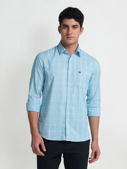 Arrow Sports - Blue Tartan Check Manhattan Slim Fit Shirt