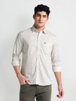 Arrow Sports - Beige Slim Fit Floral Shirt