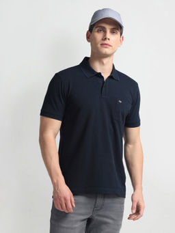 Arrow Sports - Navy Blue Tipped Collar Cotton Polo T-Shirt