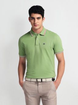 Arrow Sports - Green Regular Fit Cotton Pique Polo T-Shirt