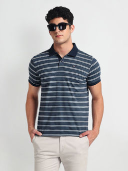 Arrow Sports - Blue Horizontal Stripe Logo Polo T-Shirt
