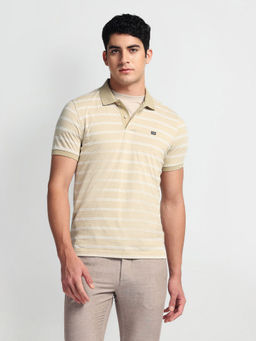 Arrow Sports - Cream Regular Fit Cotton Jersey Polo T-Shirt
