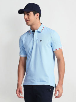 Arrow Sports - Blue Regular Fit Cotton Pique Polo T-Shirt