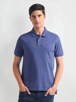 Arrow Sports - Purple Solid Cotton Polo T-Shirt