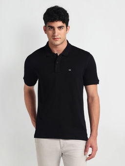 Arrow Sports - Black Pure Cotton Solid Polo T-Shirt