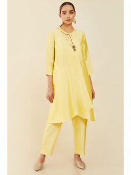 Soch - Women Mustard Polyester Solid Kurta (Set of 2)