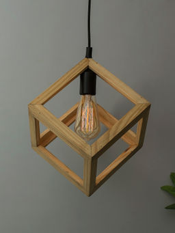 Homesake - Wooden Pendant Cube Light Black Holder