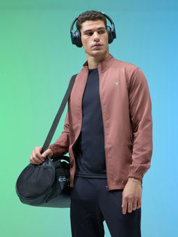 Technosport - Brown Men Solid Slim Fit High Neck Sports Jacket