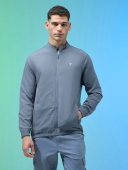 Technosport - Blue Men Solid Slim Fit High Neck Sports Jacket