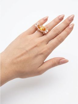 Adwitiya - Oval Statement Adjustable Ring with Crystal Accents