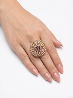 Adwitiya - Royal Amethyst Filigree Adjustable Statement Ring