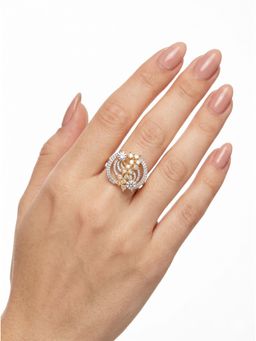 Adwitiya - Dual-Tone Swirl Crystal Adjustable Statement Ring