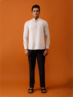 AAVYAM - Off-White Full-Sleeve Short Kurta