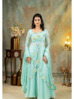 Fiorebymalar - Blue Nila Anarkali Kurta with Skirt and Dupatta
