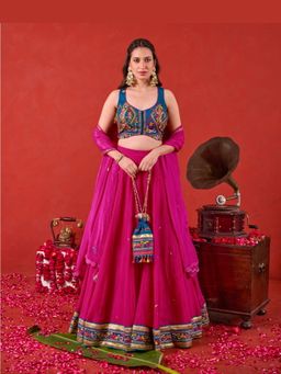 Taro India - Pink Nazakat Lehenga with Blouse and Dupatta