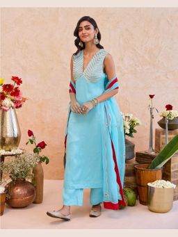 Taro India - Blue Vaidehi Kurta with Pant and Dupatta