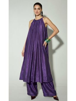 Basanti Kapde aur Koffee - Purple Linen Kurta With Palazzo