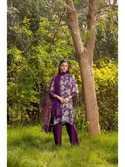 Dareiss - Purple Mogra Kurta with Pant and Dupatta