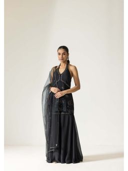 Dareiss - Black Kusum Kurta with Sharara and Dupatta