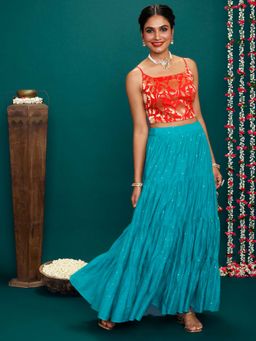 Gajra Gang - Pataka Red Crop Top With Skirt GGLEH07 (Set of 2)