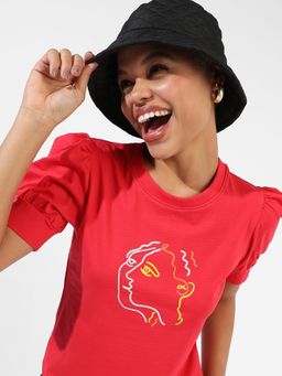 PINACOLADA - Women Red Printed Regular Fit Top