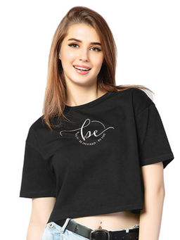 Juliet - Women Black Boldly You Oversized Cropped T-Shirt