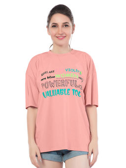 Juliet - Women Peach Empowered Elegance Oversized T-Shirt
