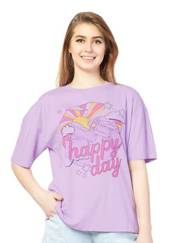 Juliet - Women Lavender All-Day Vibes Oversized T-Shirt