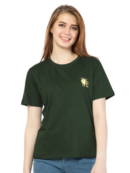 Juliet - Women Green Honey Bee Relaxed Fit T-Shirt