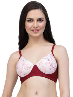 Cukoo - Lightly Padded Red Floral Printed Everyday Bra