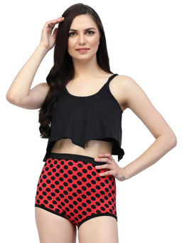 Cukoo - Padded Red Polka Dot Two Piece Tankini Swimwear (Set of 2)