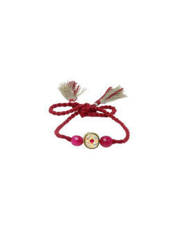 Dugran By Dugristyle - Kundan, Pearls, Faux Ruby Red Bhaiya Rakhi Combo With Roli And Chawal