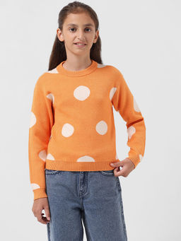 VERO MODA - Girls Polka Dots Orange Sweater