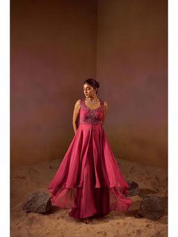 Qunic - Pink Top with Palazzo Set