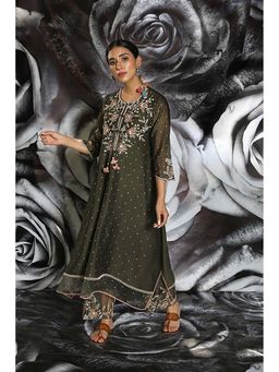 Label Niti Bothra - Green Zari Embroidered Kurta with Palazzo