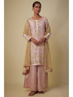 MEHAK MURPANA - Baby Pink Kurta Palazzo and Dupatta Set