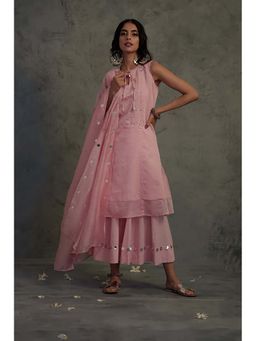 Charkhee - Light Pink Kurta with Palazzo and Dupatta