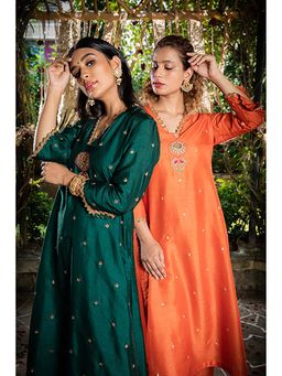Label Niti Bothra - Green Chaand Motif Kurta with Palazzo