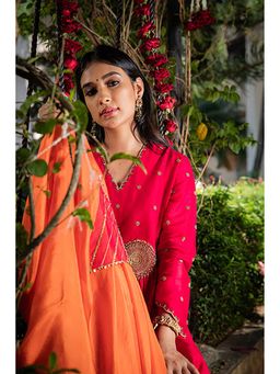 Label Niti Bothra - Pink Mandala Anarkali with Palazzo and Dupatta