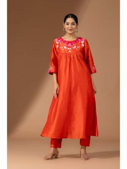 Finethreads by Hina & Nikhat - Orange Blooming Co-Ord Set
